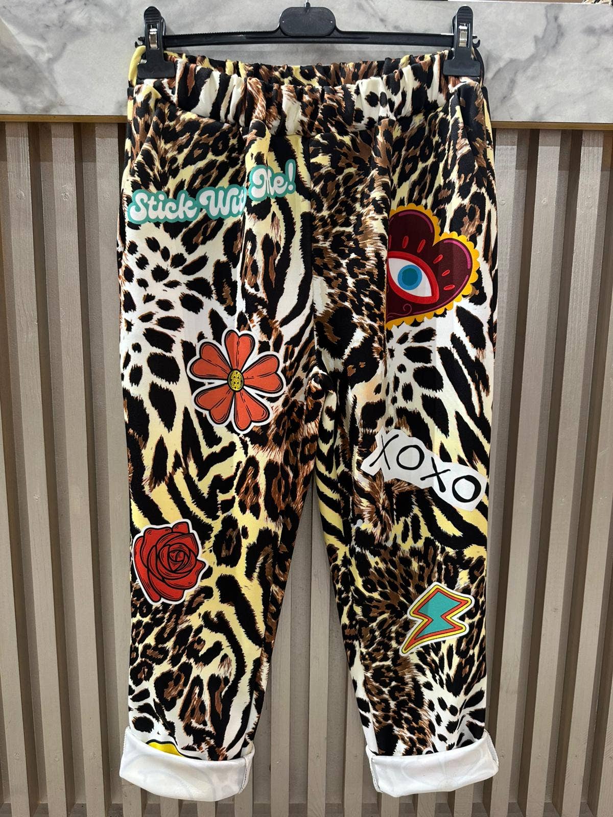 VISWWLL Italian Wild Love Leopard Print Sweatpants LOOWIE