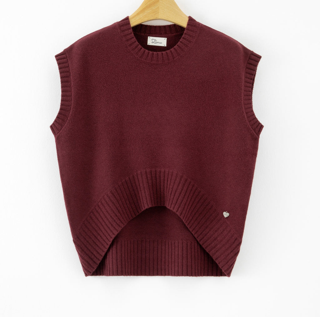 LUBXC6 Burgundy Boxy Knit Vest