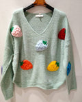 MC039 Green Soft Comfy Sweater w/Strawberries LOOWIE