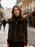 MCGIDC One Size Faux Fur Sleeveless Vest Deep Chocolate