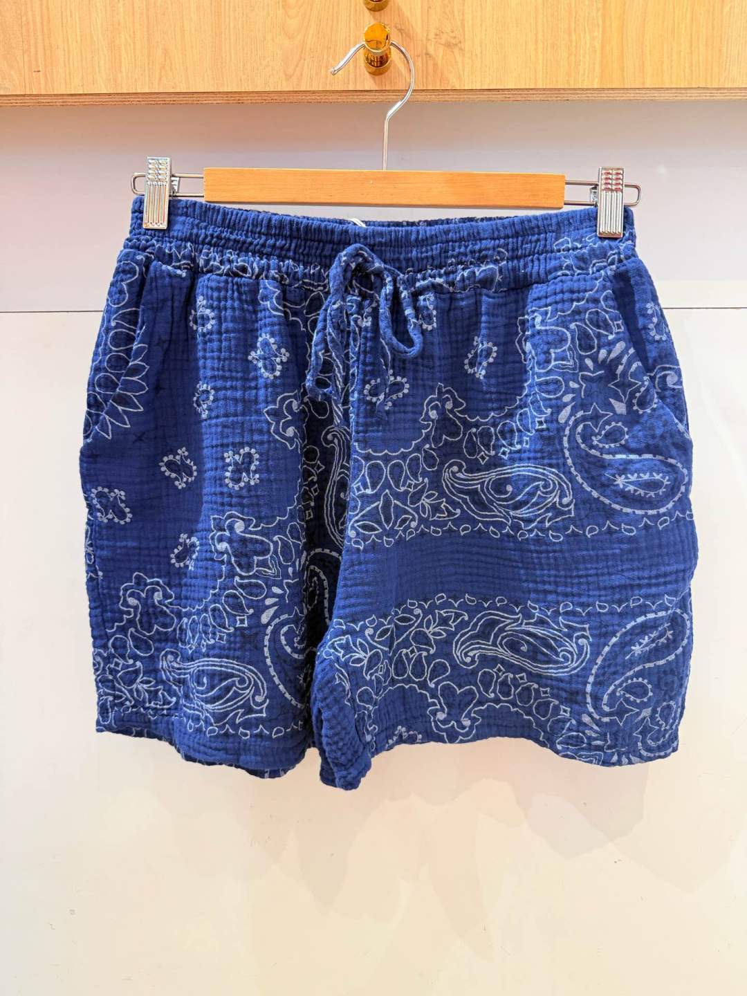IV2526212NV Gauze Cotton Bandana Shorts Navy