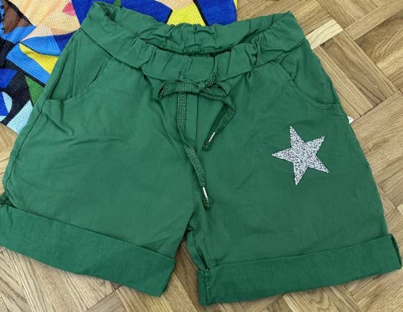Z102 Summer Green Italian S/M Shiny Star Shorts LOOWIE