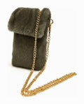 JA433 Olive Faux Fur Chain Phone Bag