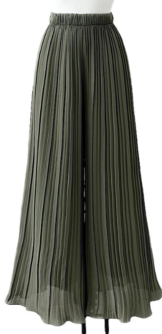 ELPLO Italian Olive Pleated Wide Legs Pants LOOWIE