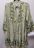 980220 Olive One Size Italian Leopard Short Printed Dress