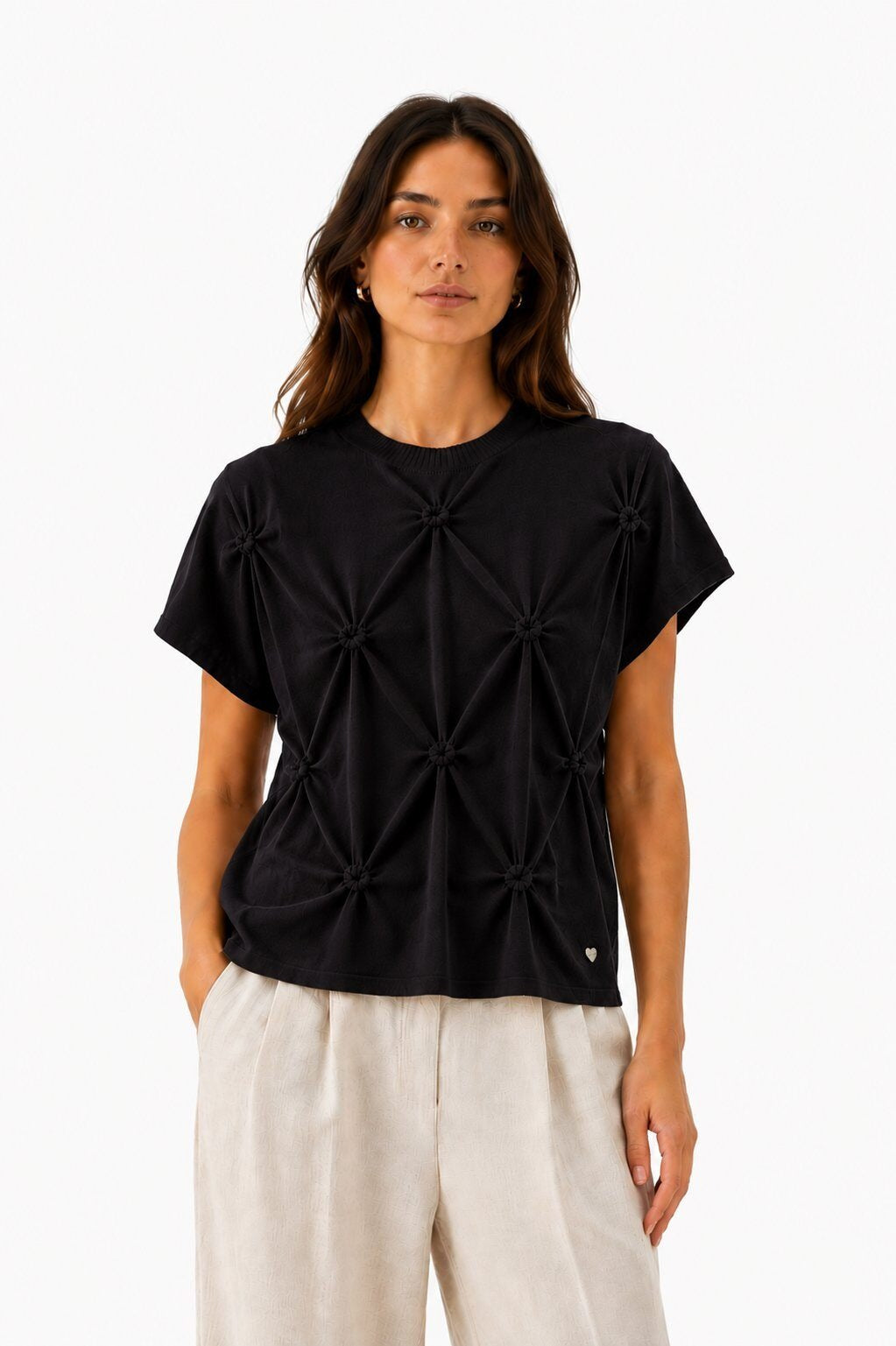 LUHPS2 Black Handmade Pintuck Sweater