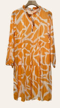 961 Orange One Size Geometric Printed Midi Dress LOOWIE