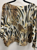 VIAN1 White Animal Round  Knit Printed Sweater LOOWIE