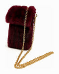 JA432 Wine Faux Fur Chain Phone Bag