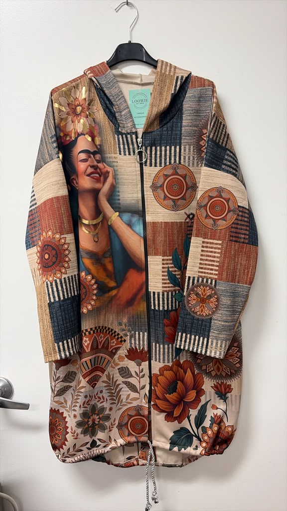 ZOHJ2 Multicolor Boho Portrait Hooded Jacket