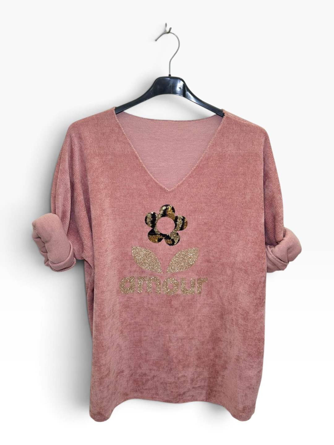 VM93 Pink Sequin Amour Sweater