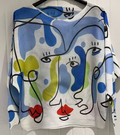 COPICB Blue "PICASSO" Round Knit Printed Sweater LOOWIE