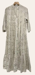 681 Beige One Size Cotton English Embroidery Long Dress
