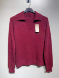 CO28 Burgundy Collared Knit Sweater