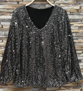 ELSEQS Italian One Size Silver Sequined Blouse LOOWIE
