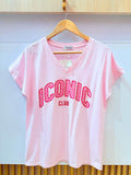 IV0085PK Cotton Iconic V-Neck T-Shirt Plus Size Pink