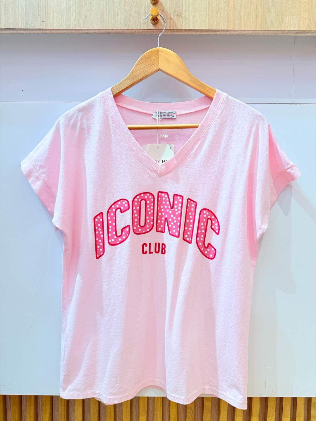 IV0085PK Cotton Iconic V-Neck T-Shirt Plus Size Pink