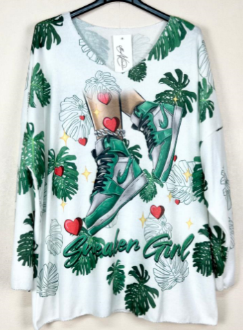 POSN Italian Cozy Green Sneakers Sweater One Size LOOWIE
