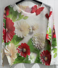 CODAH Green Dahlia Round Knit Printed Sweater LOOWIE