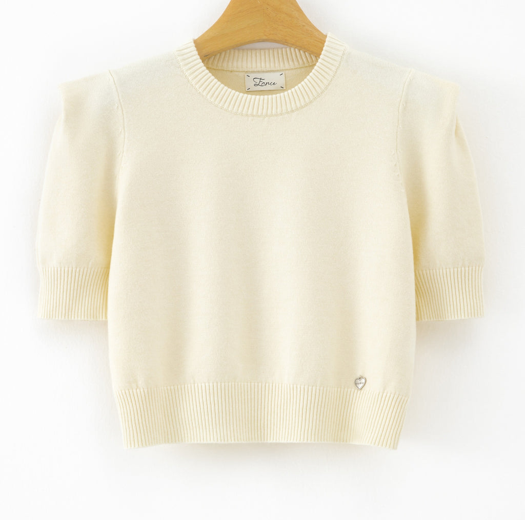 LUSSS4 White Structured Shoulder Sweater