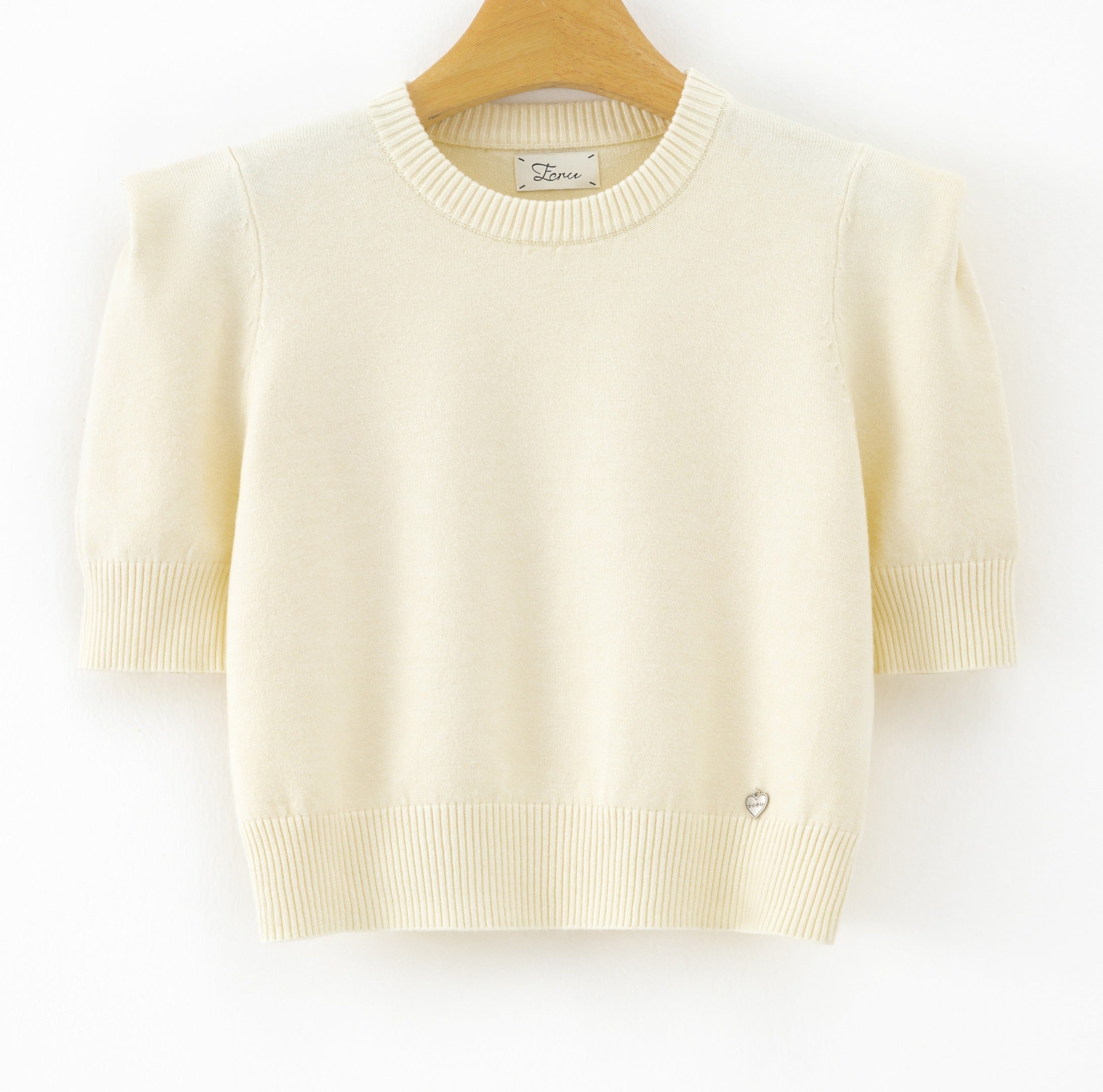 LUSSS4 White Structured Shoulder Sweater