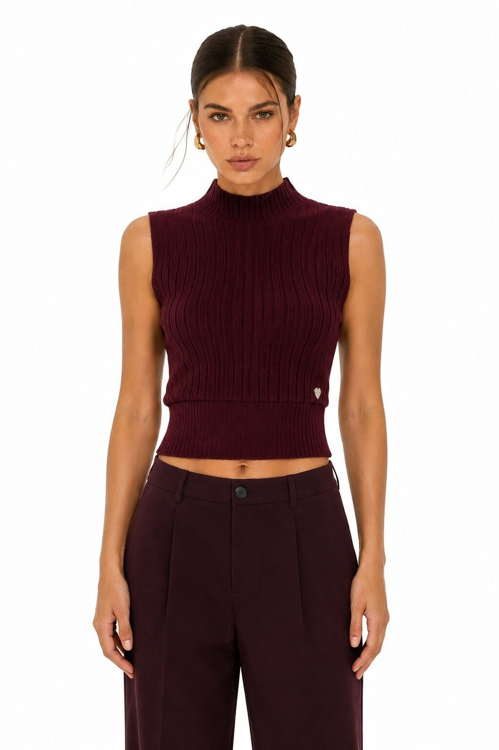 LURTS6 Burgundy Ribbed Turtleneck Sweater