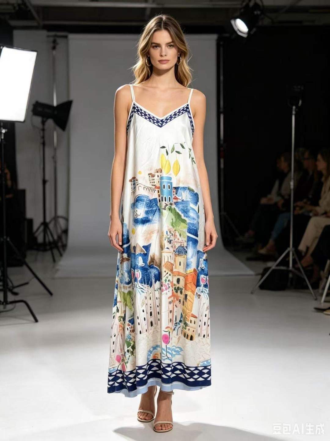 CRACNV Amalfi Coast Maxi Dress Navy