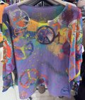19PU Purple Peace & Love Knit Printed Sweater LOOWIE