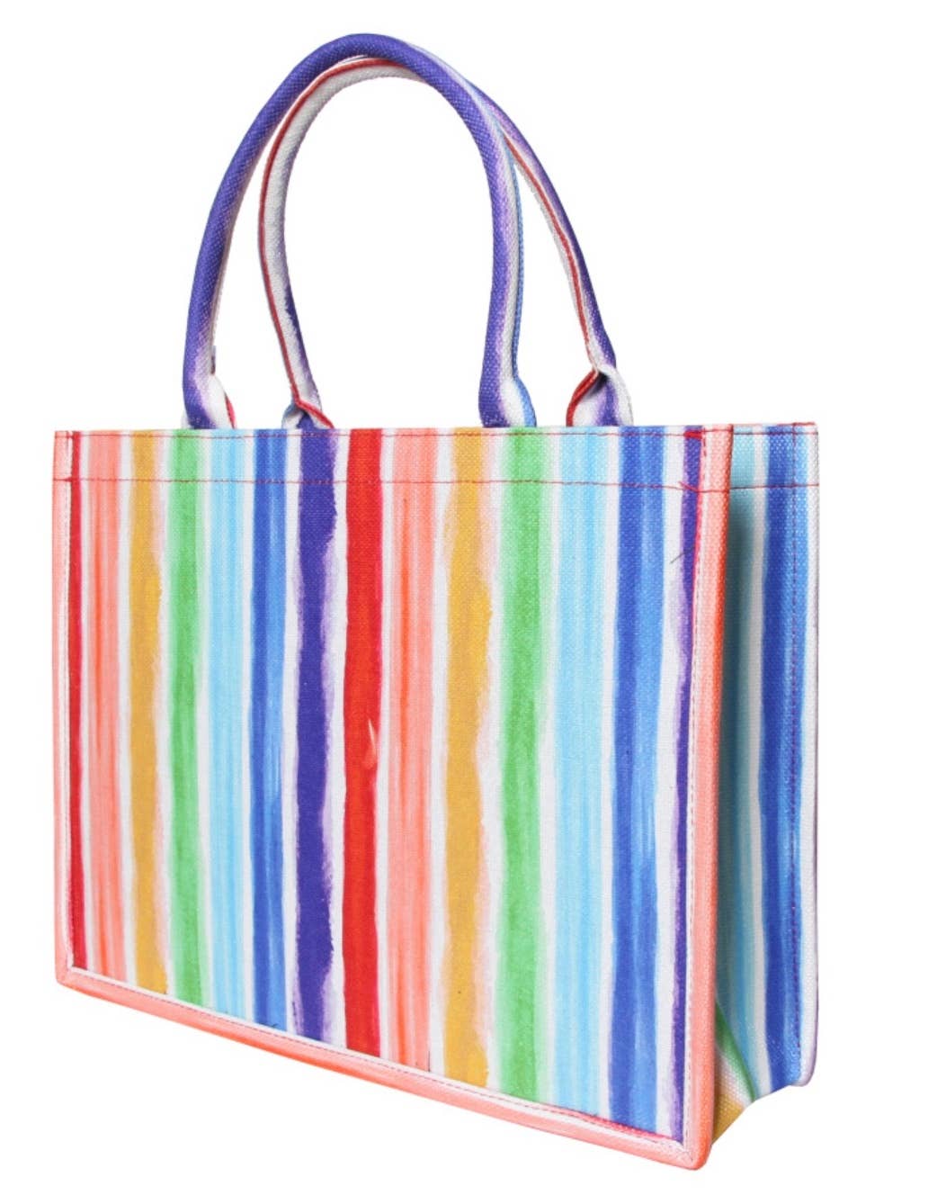 MM440 Rainbow Striped Cotton Beach Bag