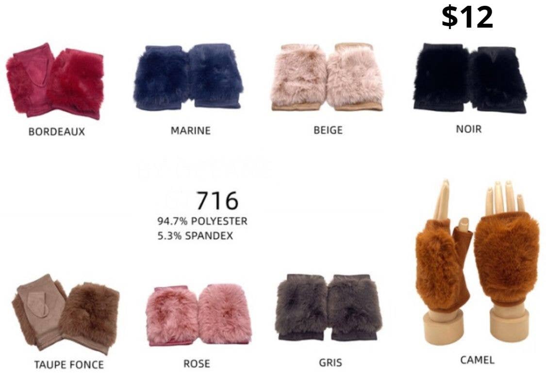 716  Fingerless Fake Fur Gloves LOOWIE