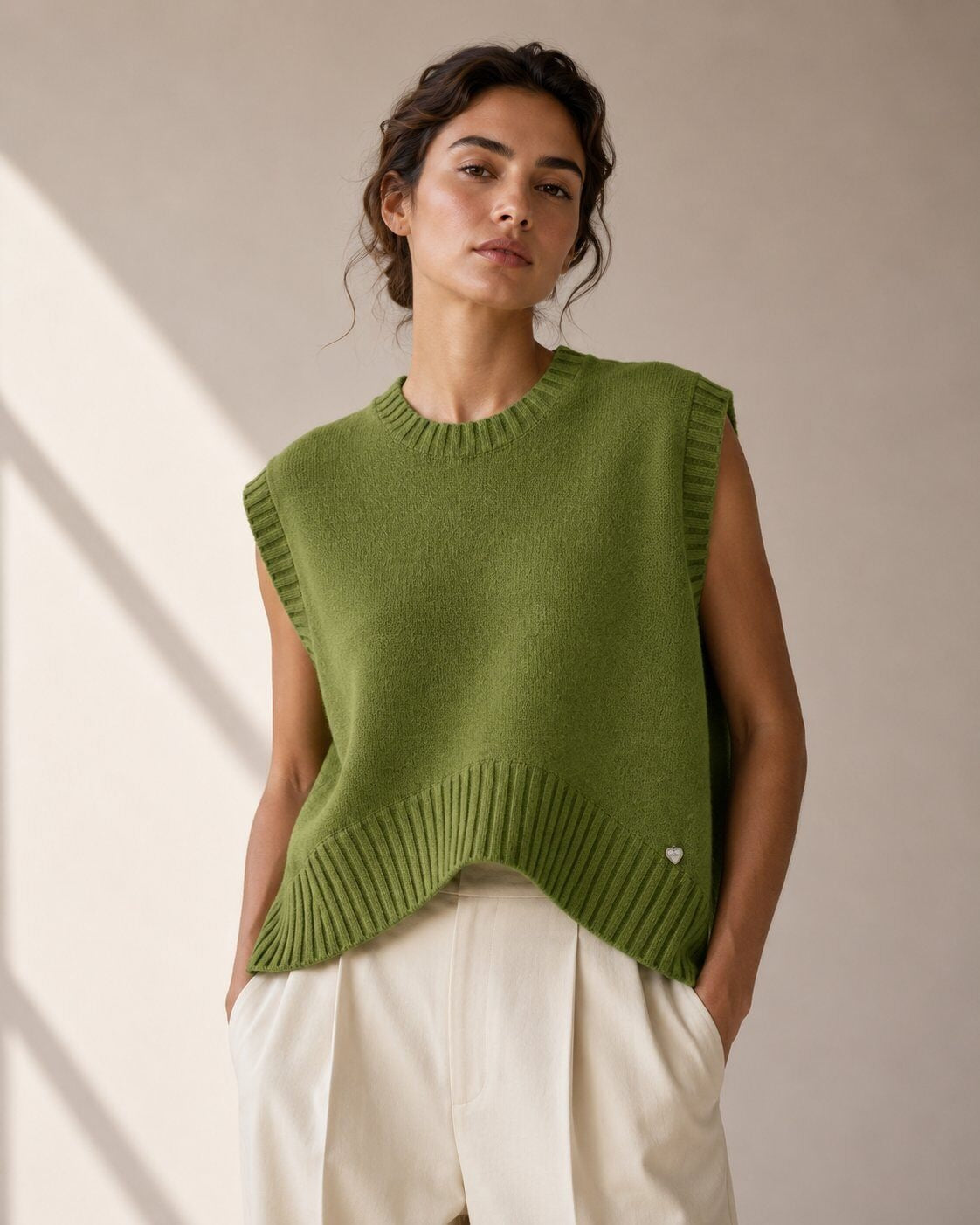 LUBXC9 Olive Boxy Knit Vest