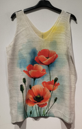 POD3 Beige Poppy Floral Knit Printed Sleeveless Sweater