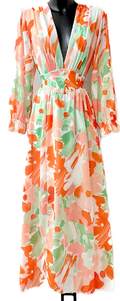 ELJUOR Italian Lined Abstract Print Maxi Dress
