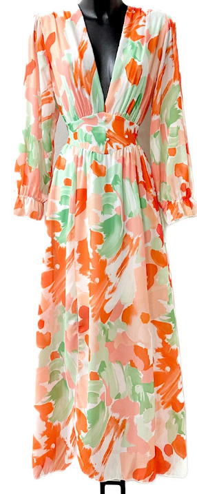 ELJUOR Italian Lined Abstract Print Maxi Dress