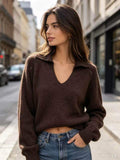 CO26 Brown Collared Knit Sweater
