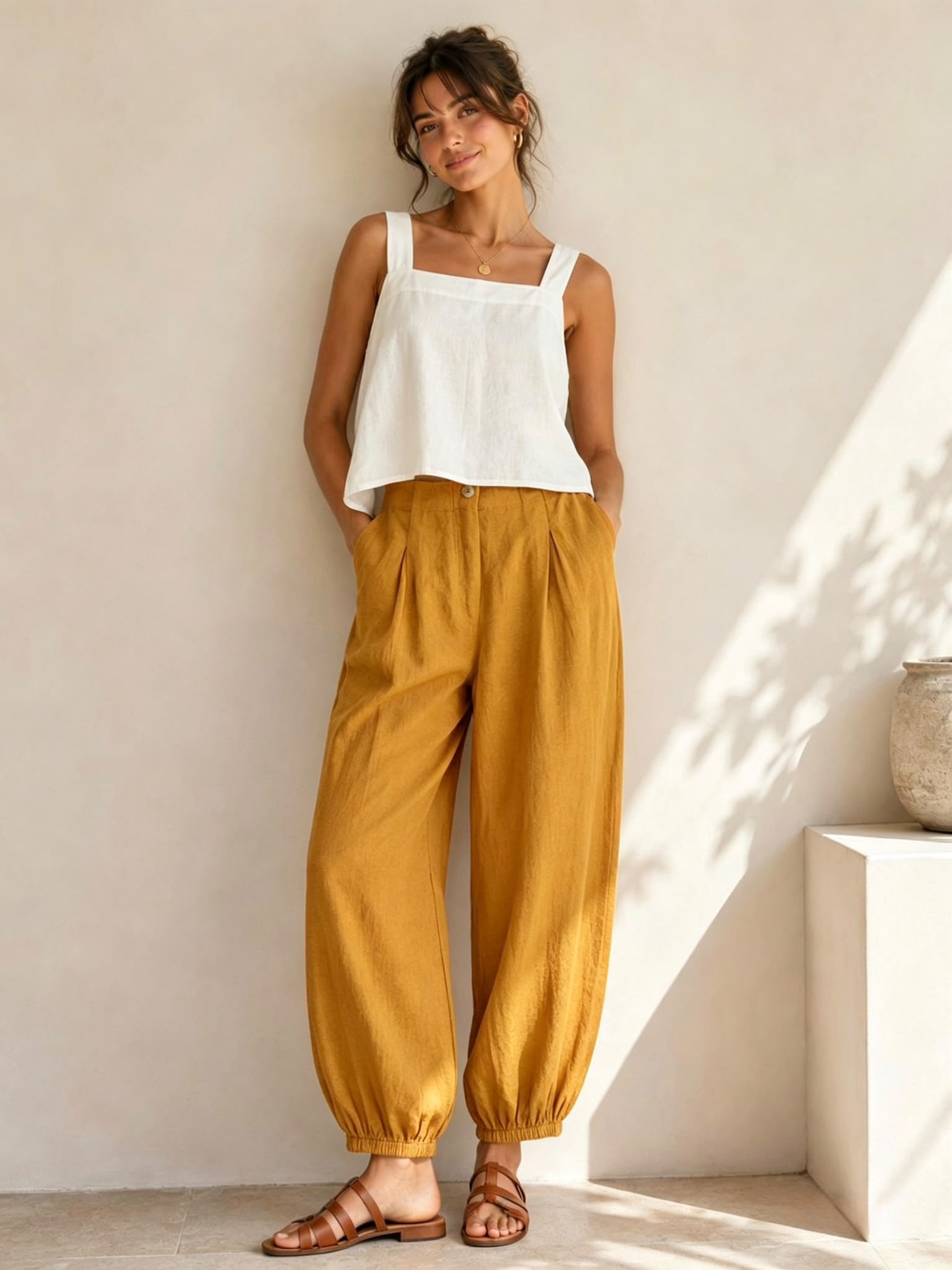 SWMU Linen Balloon Pants Mustard