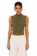 LURTS8 Khaki Ribbed Turtleneck Sweater