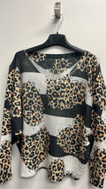 POHS Hearts & Stripes V-Neck Knit Printed Sweater LOOWIE