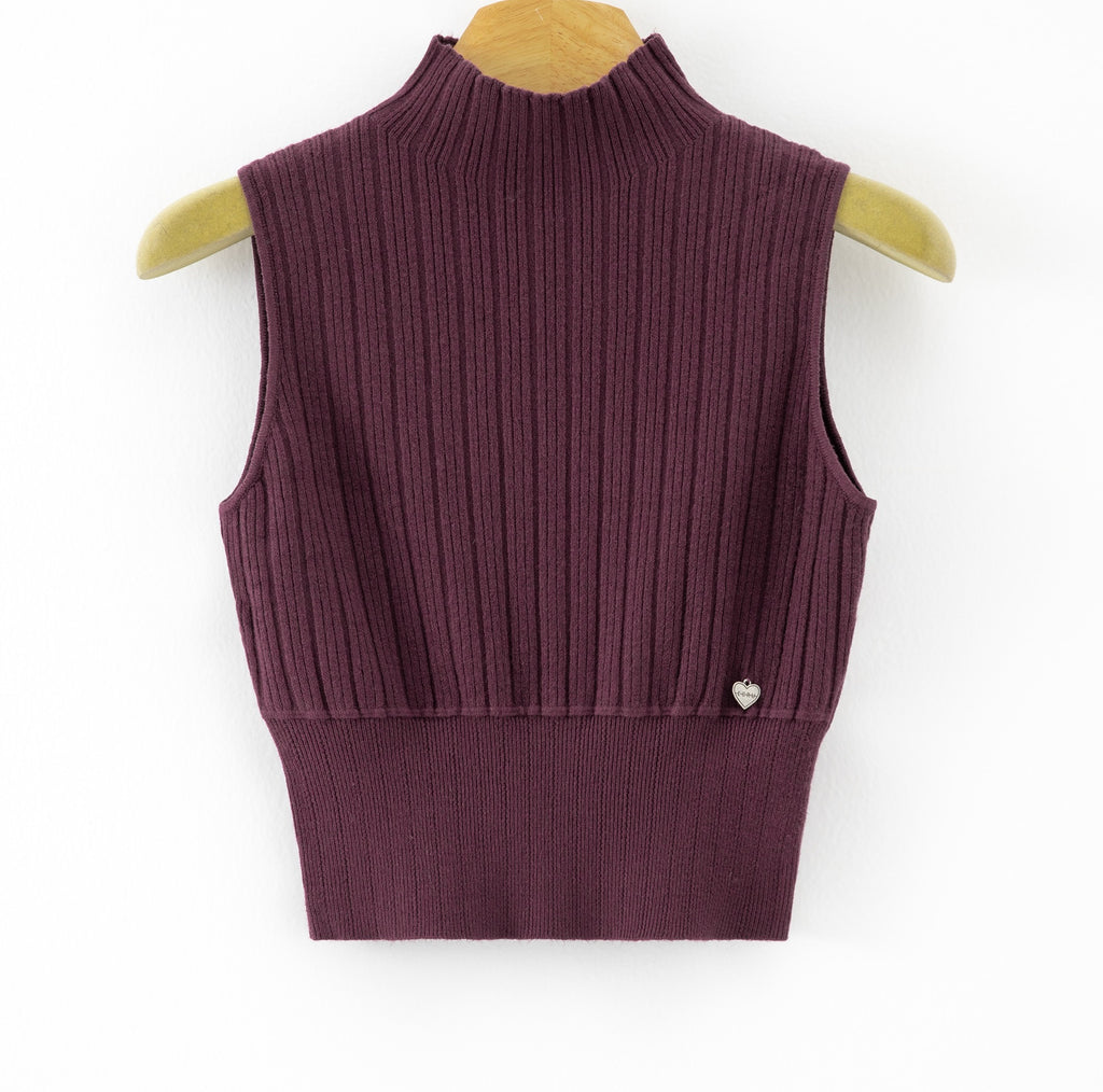 LURTS10 Purple Ribbed Turtleneck Sweater