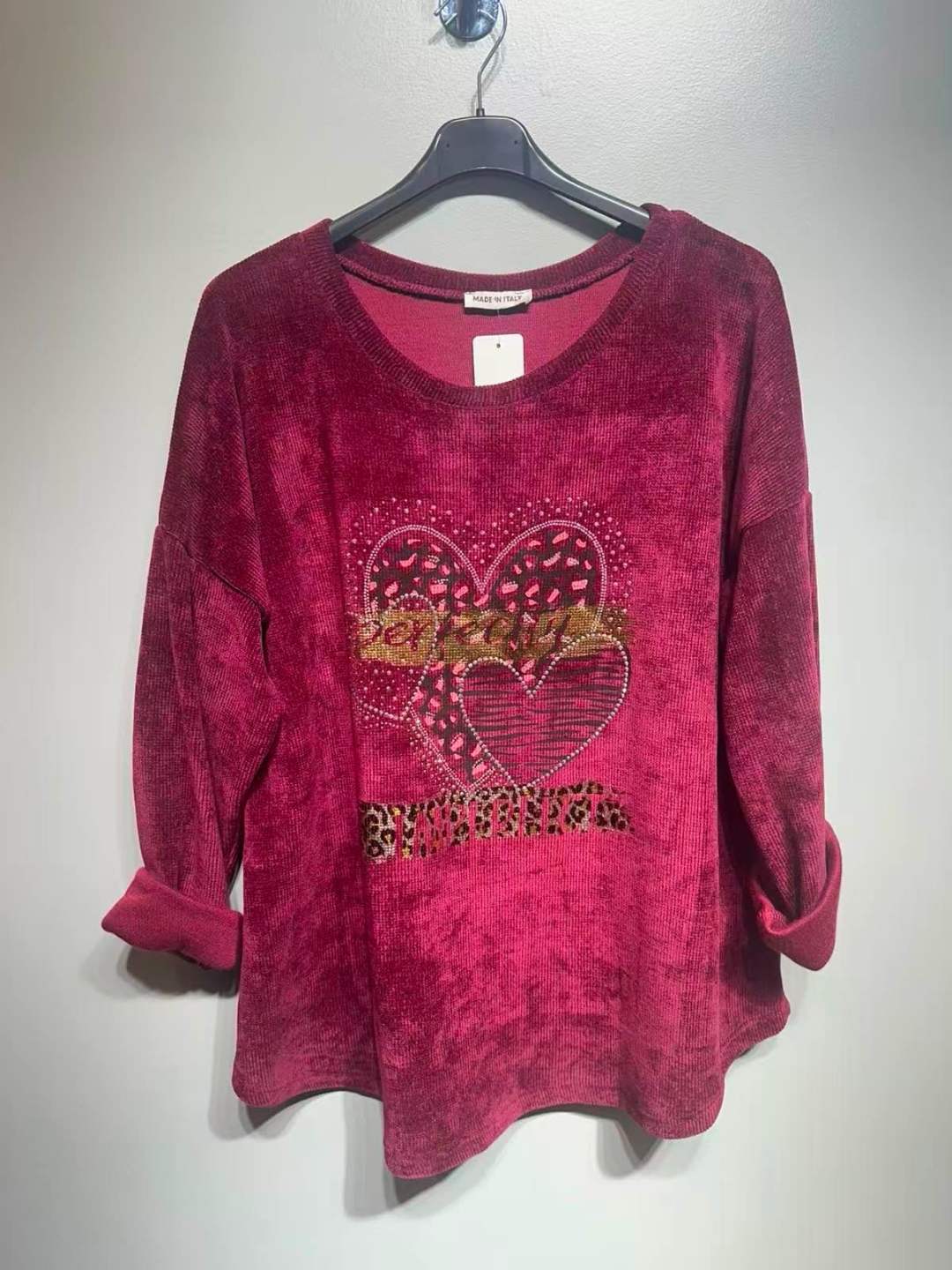 CO41 Burgundy Heart Print Tunic