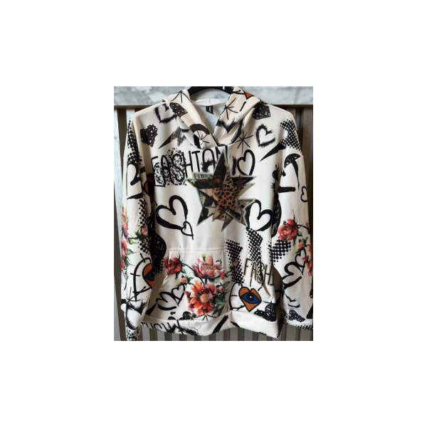 VISHE Italian Eclectic Street Art and Floral Graphic Hoodie