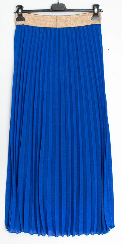 LUIRB Blue One Size Pleated Skirt w/Gold Elastic LOOWIE