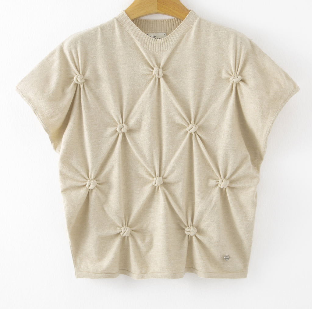 LUHPS5 Ecru Handmade Pintuck Sweater