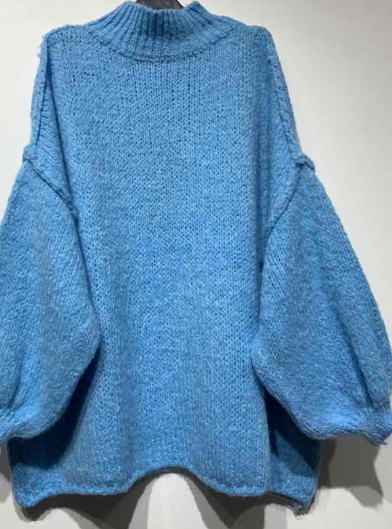 MA19501 Light Blue Turtleneck Cozy Warm Knitted Sweater