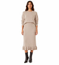 LULKS6 Taupe Tiered Ruffle Skirt