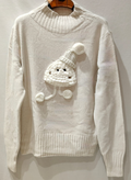 MC547 Cream Soft Sweater with Adorable Knitted Character
