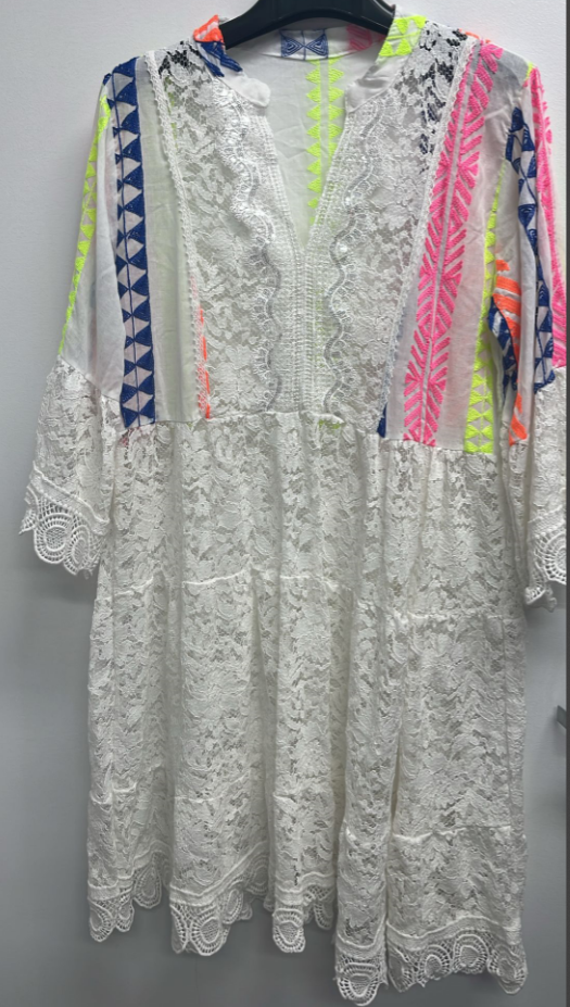 TD3 Italian White Lace Cotton Maxi Dress LOOWIE