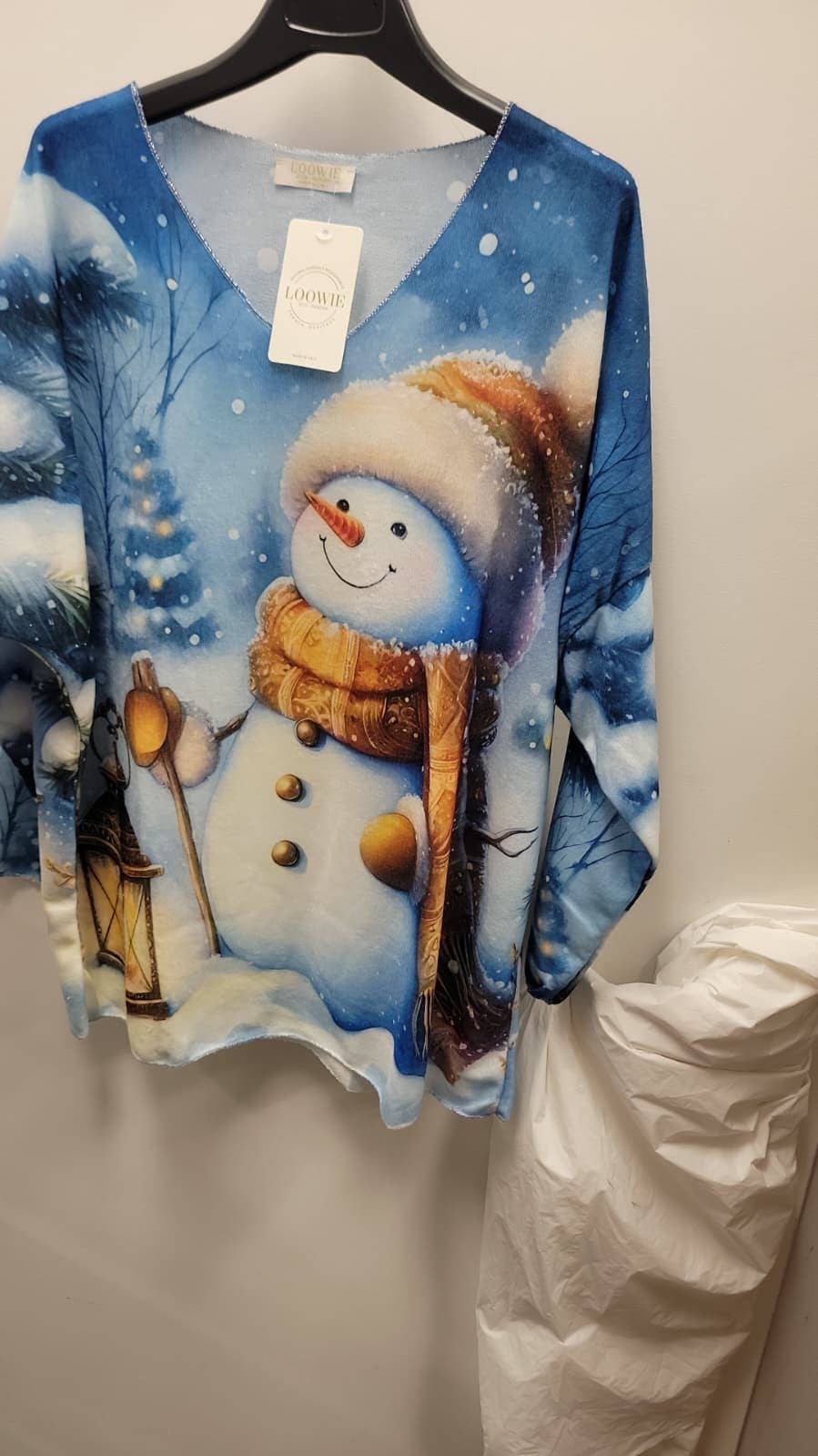 POSB Italian Cozy Blue Snowman Christmas Sweater One Size