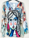 POVI Italian Cozy Blue "PICASSO" Sweater One Size LOOWIE
