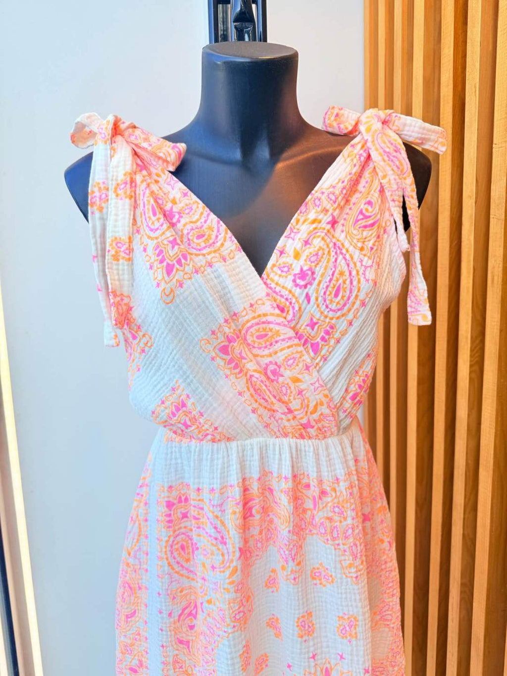 IV2561412WH Gauze Cotton Printed Short Dress White